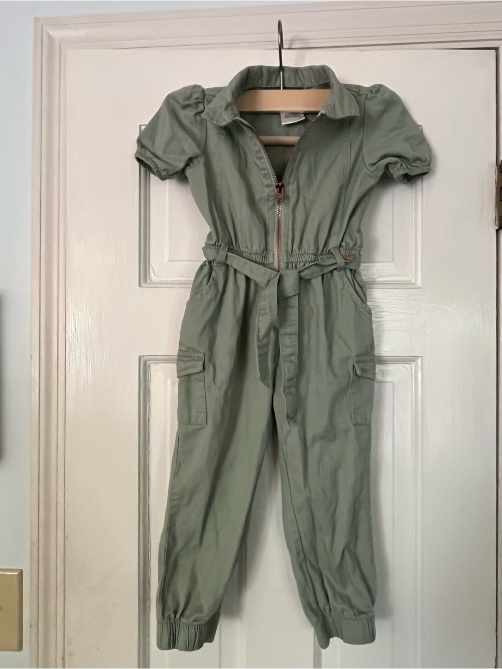 Vince Camuto Girls Utility Jumpsuit Sage Green Cargo Romper 3T Cotton